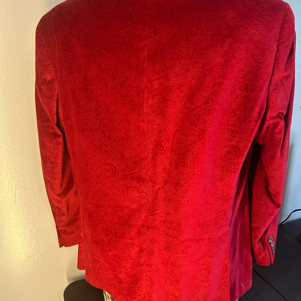 Van Heusen Studio Red Paisley Blazer 46R 100% Cotton - Picture 6 of 12